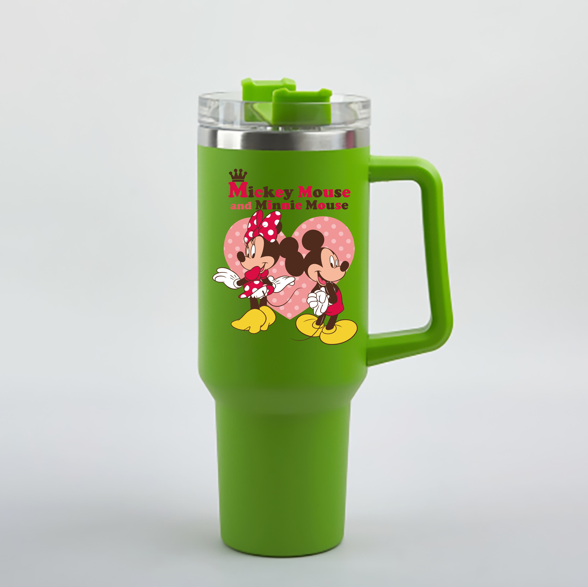 （画像用） ミッキーマウス Mickey Mouse 1200mL車用タンブラー - クリスタルステッカー（プラスチックストロー付き）